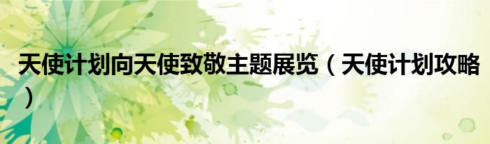 天使计划向天使致敬主题展览(天使计划攻略)