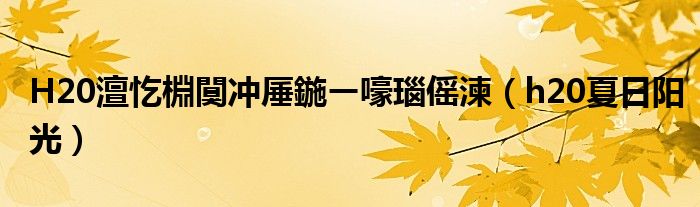 H20澶忔棩闃冲厜鍦ㄧ嚎瑙傜湅(h20夏日阳光)