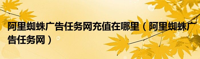 阿里蜘蛛广告任务网充值在哪里(阿里蜘蛛广告任务网)