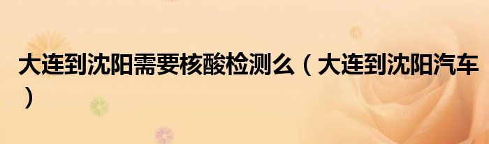 大连到沈阳需要核酸检测么(大连到沈阳汽车)