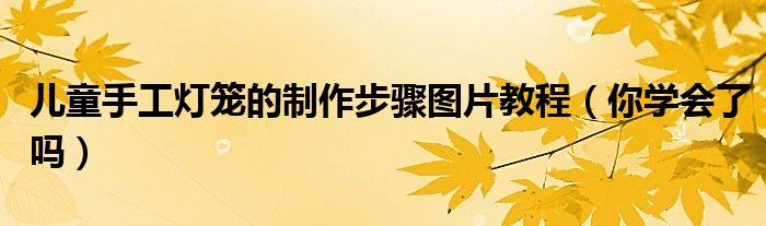 儿童手工灯笼的制作步骤图片教程(你学会了吗)