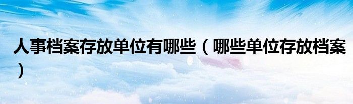 人事档案存放单位有哪些(哪些单位存放档案)