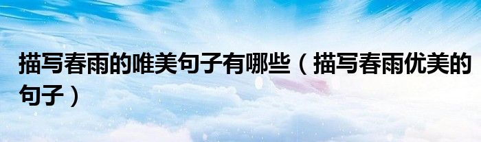 描写春雨的唯美句子有哪些(描写春雨优美的句子)