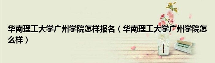 华南理工大学广州学院怎样报名(华南理工大学广州学院怎么样)