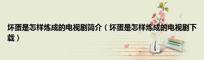 坏蛋是怎样炼成的电视剧简介(坏蛋是怎样炼成的电视剧下载)