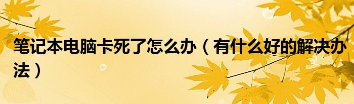 笔记本电脑卡死了怎么办(有什么好的解决办法)