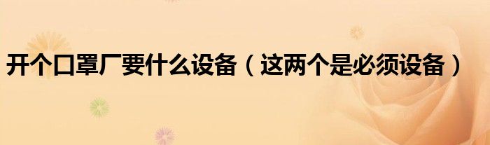 开个口罩厂要什么设备(这两个是必须设备)
