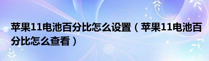 苹果11电池百分比怎么设置(苹果11电池百分比怎么查看)