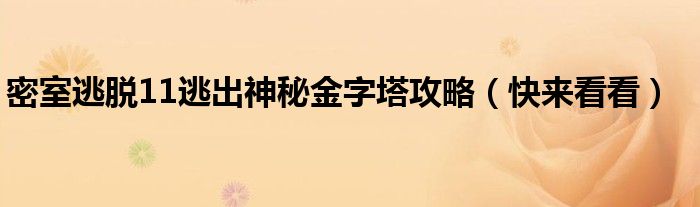 密室逃脱11逃出神秘金字塔攻略(快来看看)