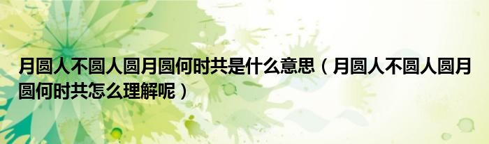 月圆人不圆人圆月圆何时共是什么意思(月圆人不圆人圆月圆何时共怎么理解呢)
