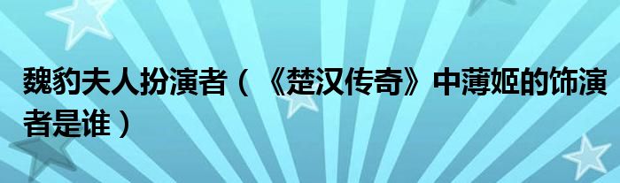 魏豹夫人扮演者(《楚汉传奇》中薄姬的饰演者是谁)