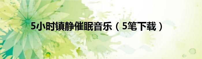 5小时镇静催眠音乐(5笔下载)
