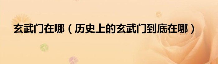 玄武门在哪(历史上的玄武门到底在哪)