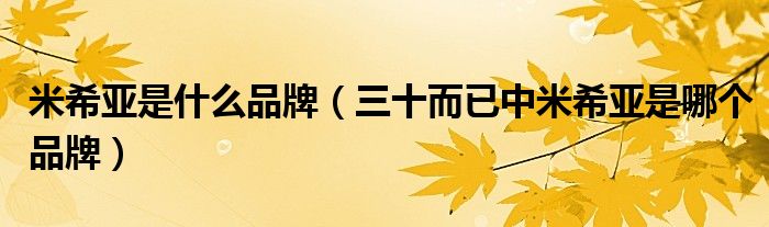 米希亚是什么品牌(三十而已中米希亚是哪个品牌)