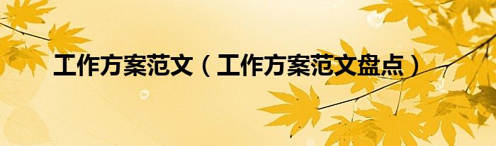 工作方案范文(工作方案范文盘点)