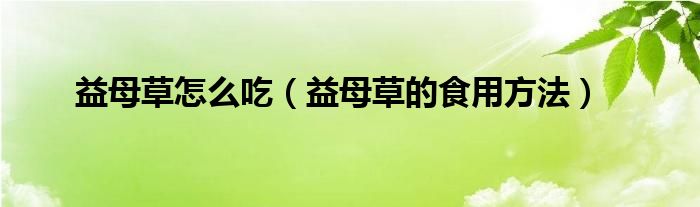 益母草怎么吃(益母草的食用方法)