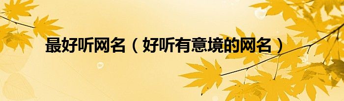 最好听网名(好听有意境的网名)
