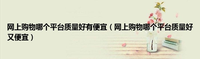 网上购物哪个平台质量好有便宜(网上购物哪个平台质量好又便宜)