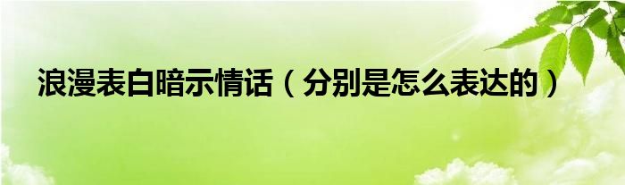 浪漫表白暗示情话(分别是怎么表达的)