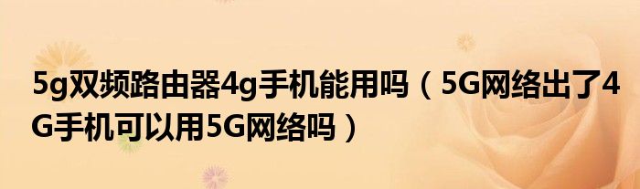 5g双频路由器4g手机能用吗(5G网络出了4G手机可以用5G网络吗)