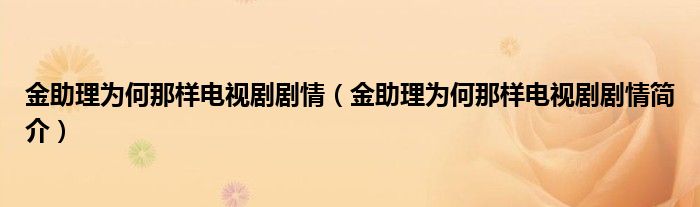 金助理为何那样电视剧剧情(金助理为何那样电视剧剧情简介)