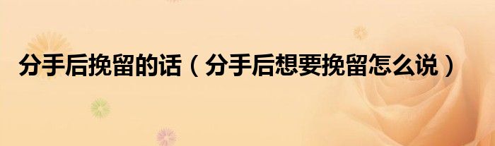 分手后挽留的话(分手后想要挽留怎么说)