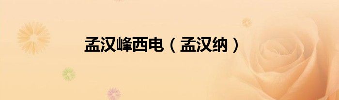 孟汉峰西电（孟汉纳）