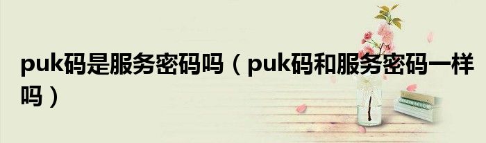 puk码是服务密码吗(puk码和服务密码一样吗)