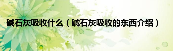 碱石灰吸收什么(碱石灰吸收的东西介绍)