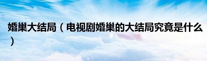 婚巢大结局(电视剧婚巢的大结局究竟是什么)