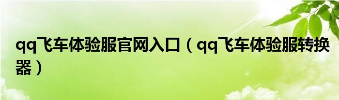 qq飞车体验服官网入口(qq飞车体验服转换器)