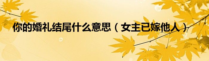 你的婚礼结尾什么意思(女主已嫁他人)