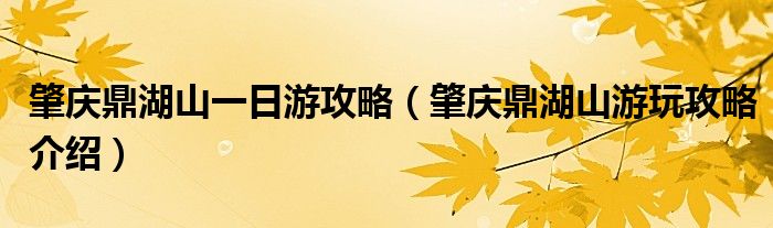 肇庆鼎湖山一日游攻略(肇庆鼎湖山游玩攻略介绍)