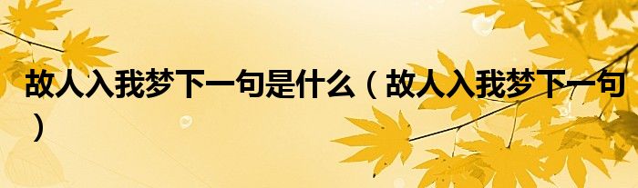 故人入我梦下一句是什么(故人入我梦下一句)