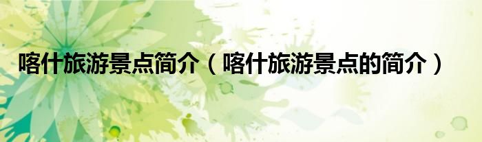 喀什旅游景点简介(喀什旅游景点的简介)