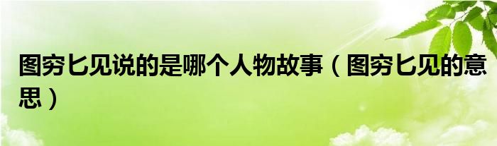 图穷匕见说的是哪个人物故事(图穷匕见的意思)