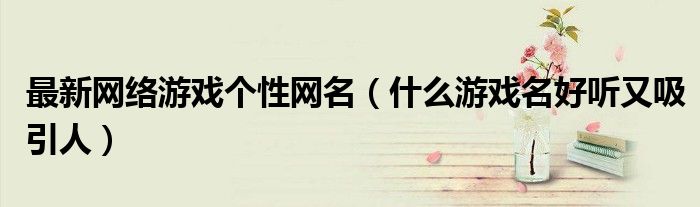 最新网络游戏个性网名(什么游戏名好听又吸引人)