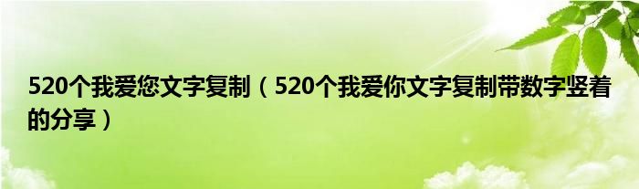 520个我爱您文字复制(520个我爱你文字复制带数字竖着的分享)