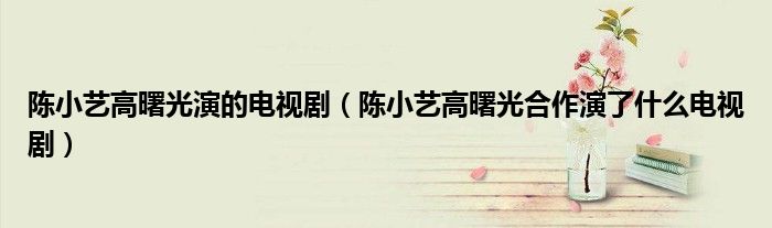 陈小艺高曙光演的电视剧(陈小艺高曙光合作演了什么电视剧)
