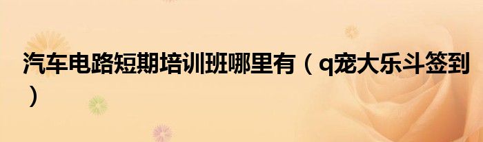 汽车电路短期培训班哪里有(q宠大乐斗签到)