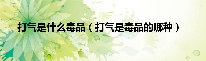 打气是什么毒品(打气是毒品的哪种)