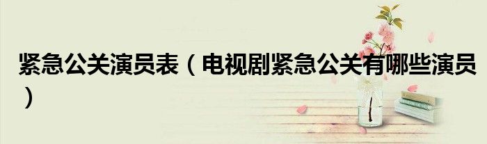 紧急公关演员表(电视剧紧急公关有哪些演员)