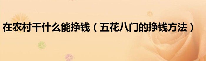 在农村干什么能挣钱(五花八门的挣钱方法)