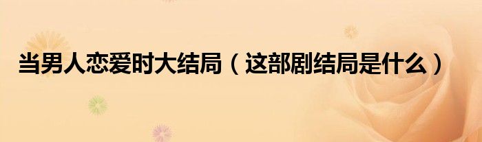 当男人恋爱时大结局(这部剧结局是什么)