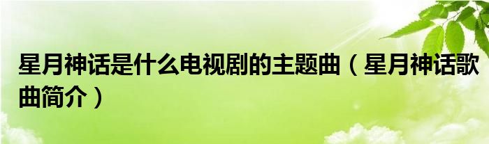 星月神话是什么电视剧的主题曲(星月神话歌曲简介)