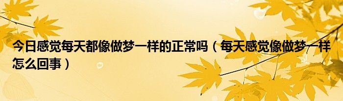 今日感觉每天都像做梦一样的正常吗（每天感觉像做梦一样怎么回事）