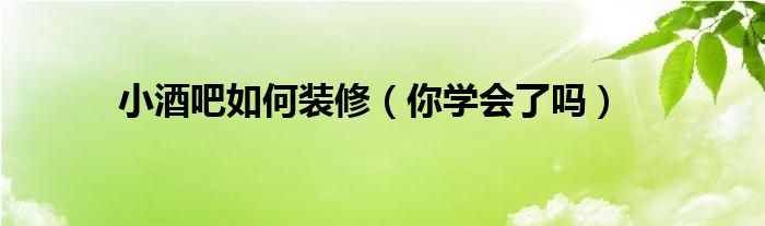 小酒吧如何装修(你学会了吗)