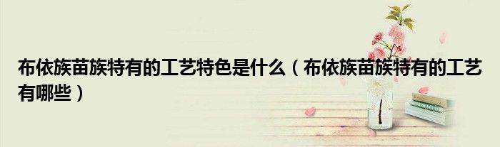 布依族苗族特有的工艺特色是什么(布依族苗族特有的工艺有哪些)