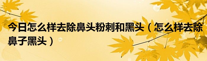 今日怎么样去除鼻头粉刺和黑头（怎么样去除鼻子黑头）