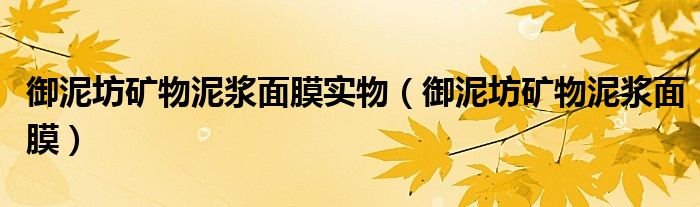 御泥坊矿物泥浆面膜实物(御泥坊矿物泥浆面膜)